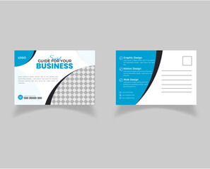Circle shape Corporate business postcard design template for business agency and company |  Blue color