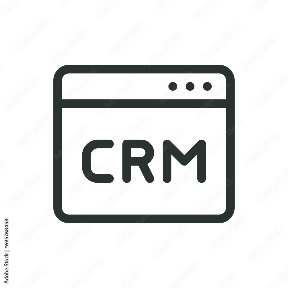 Poster crm software isolated icon, crm system vector icon with editable stroke