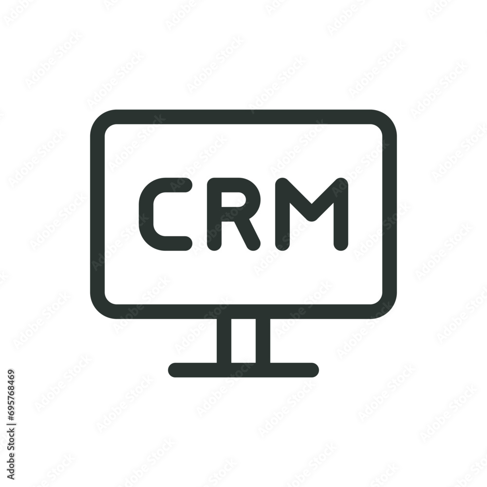 Poster crm system isolated icon, crm display vector icon with editable stroke