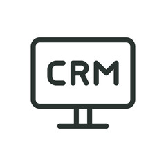 CRM system isolated icon, CRM display vector icon with editable stroke