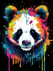 A vibrant shirt design featuring a panda, created in a colorful vector style. Ai generated Images