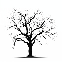 Isolated Dead Tree on a White Background - Minimalist Nature Art