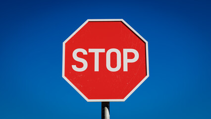 Red stop sign concept background, 3d rendering