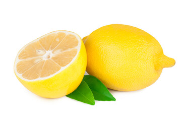                      Lemon                                                               and lemon half isolated on a white background