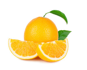 Orange and slices isolated on a white background