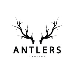 Deer Antlers Logo Design Hunter Antlers Forest Animal Symbol Illustration