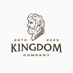 Greek emperor logo. man god head icon logo design Illustration vector in trendy minimal and simple line style. Ancient Greek Figure Face Head Statue Sculpture.