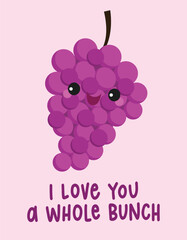 I love you a whole bunch grape Valentine's Day pun