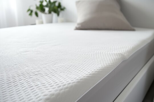 White memory foam mattress topper on bed