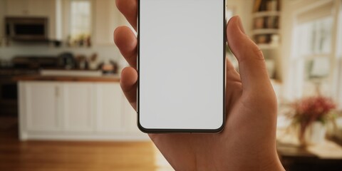 CU Caucasian man using his phone at home, daytime shot