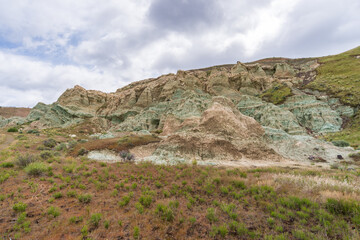 Colorful Rock formation in Painted Hills Unit of John Day Fossil Beds National Monument, north-central Oregon, U.S.