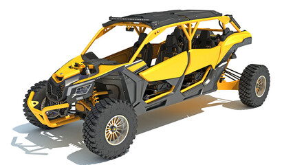 Off Road Dune Buggy 3D rendering on white background