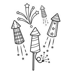 hand drawn firework rockets