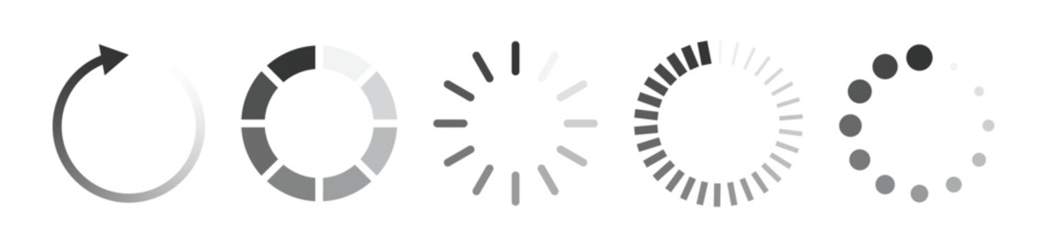 Set of circle loading icon vector design illustration isolated fit for mobile app elements, web, buffering, downloading, progress, process