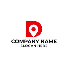 Letter D logo with location icon. D pointer logo template, gps logo initial