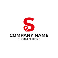Letter S logo with location icon. S pointer logo template, gps logo initial