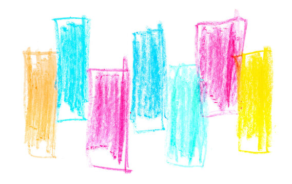 Set photo grunge hand draw, scribble colorful hatching, palette wax pastel, crayon isolated on white, clipping path