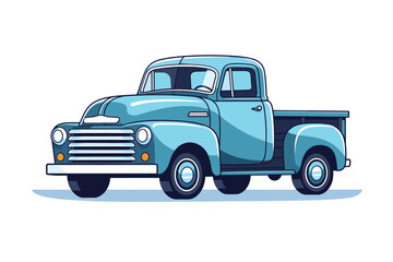 Fototapeta na wymiar Old retro pickup truck vector illustration. Vintage transport vehicle