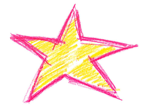 Photo grunge hand draw, scribble colorful hatching, star wax pastel, crayon isolated on white, clipping path