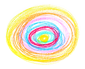 Photo grunge hand draw, scribble colorful circle hatching, target wax pastel, crayon isolated on white, clipping path