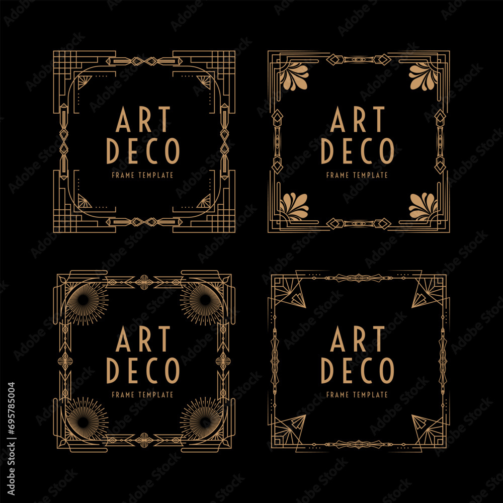 Wall mural art deco square frame illustration