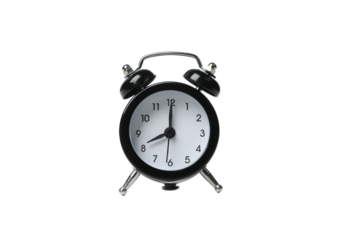 PNG,black alarm clock, isolated on white background