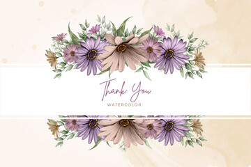 Lovely Water color rustic hand drawn floral thank you invitation card design template