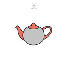 Tea Pot Icon symbol vector illustration isolated on white background