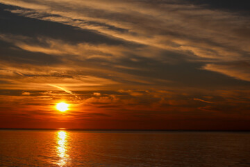 Sunrise on the Black Sea coast in Kobuleti, Georgia.