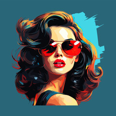 Woman face. Girl with Sunglasses. Vector illustration design. - obrazy, fototapety, plakaty