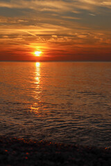 Sunrise on the Black Sea coast in Kobuleti, Georgia.