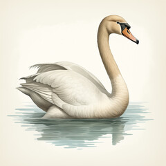 Vintage Style Swan: A Digital Illustration