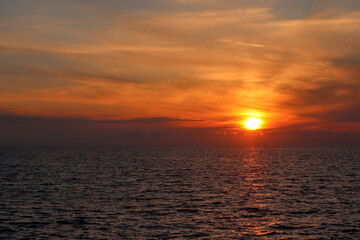 Obraz premium Sunrise on the Black Sea coast in Kobuleti, Georgia.