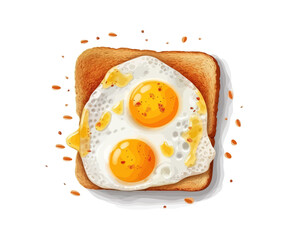 Top view realistic bread with fried eggs. Vector illustration design.