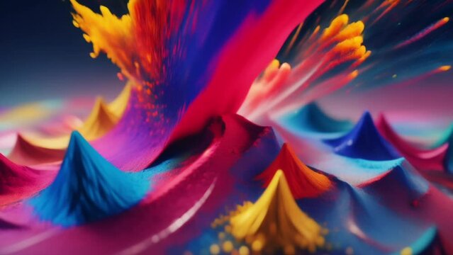 Vibrant Abstract Color Explosion in Surreal Landscape