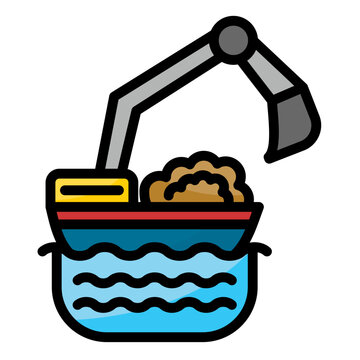 excavator loading cargo ship clip art preview