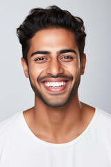Obraz premium Young man showing teeth while dental smile