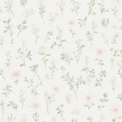 Pastel vintage flower pattern clear and clean minimalist style