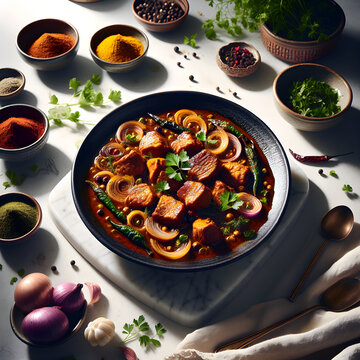 Andhra Kodava Pandi Pork Curry with Fresh Ingredients