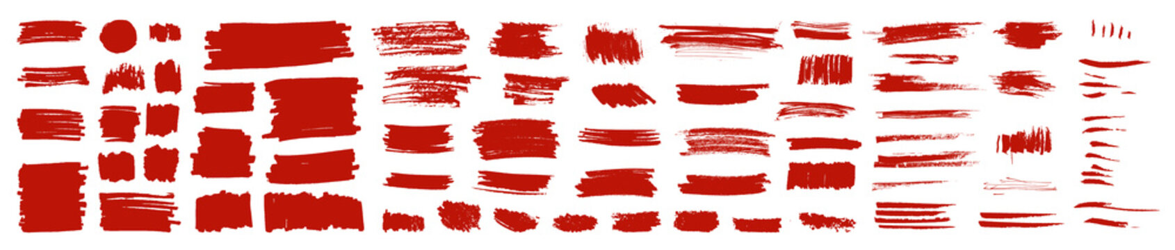 Grungy vector red color brush paint stroke frames. Rough ink blot shape scribble frames . Punk dirty splash brushstroke background textures. High definition trace brush stroke elements. Abstract art