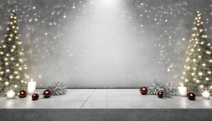 Christmas lights on the wall Christmas Decoration cement background Loft style