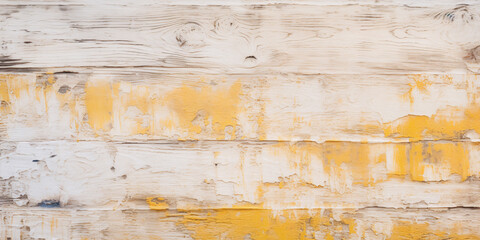 Wooden background with white and yellow colored chipped planks
