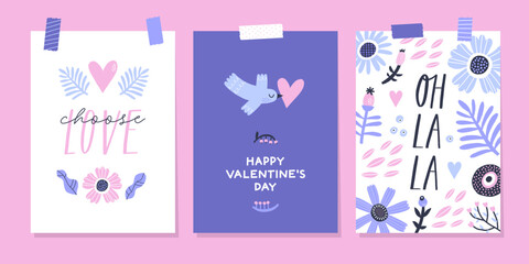 Fototapeta na wymiar Valentines day gift cards, posters, print for t-shirt, stickers and other.