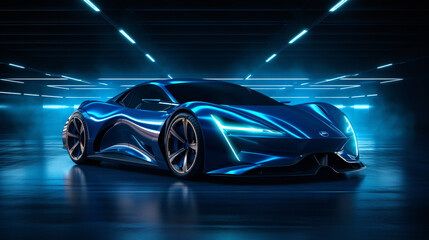 Image of a futuristic blue sports car
