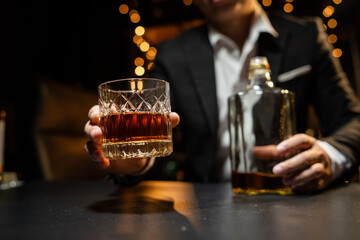 Businessmen in suits drinking  Celebrate whiskey