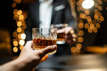 Celebrate whiskey on a friendly party in  restaurant