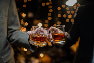 Celebrate whiskey on a friendly party in  restaurant