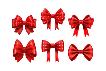 Set of red bows set on the transparent background. Vector illustration design. - obrazy, fototapety, plakaty