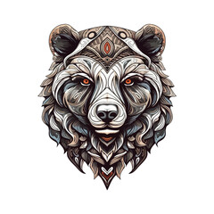 Ornamental tattoo bear head. Highly detailed abstract. Vector illustration design.