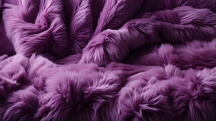 A luxurious lilac blanket with soft fur and plush fibers, perfect for cozy indoor naps in shades of...